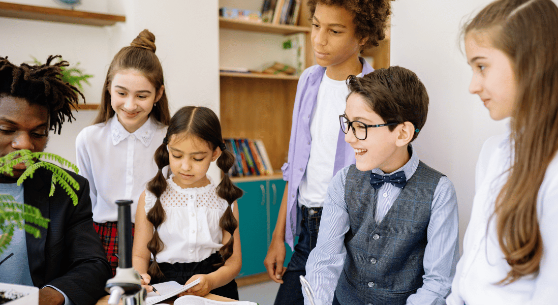 class teacher making a demonstration to students